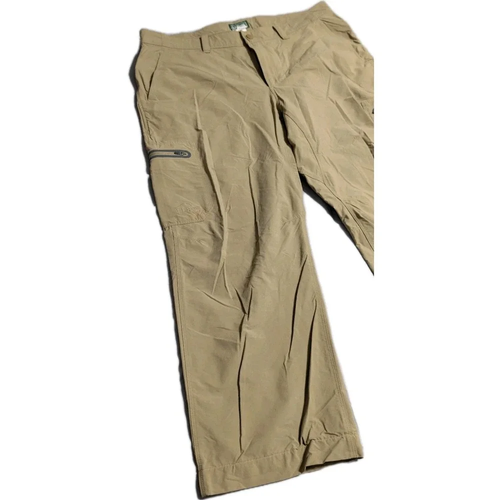 LL Bean Cresta Hiking Pants Mens 38x30 Tan Water‎ Resistant Nylon Outdoor